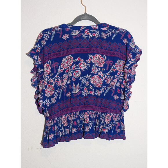 Ariat Women's Cortez Blue and Hot Pink Short Sleeve Top Size M - Picture 3 of 4